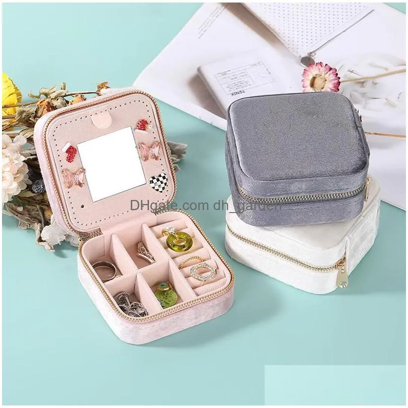 Jewelry Boxes Travel Veet Jewelry Box Mini Gifts Case For Women Girls Small Portable Organizer Boxes Rings Earrings Necklaces Bracelet Dhgx7