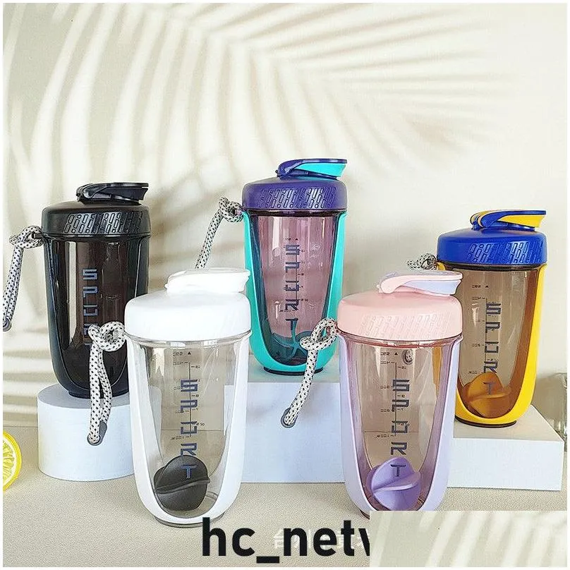 Tumblers Wholesale 5 Colors 590Ml Shake Cup Fitness Protein Powder Stirring Mens And Womens Milkshake Portable Blender Bottle Sports D Dhe75