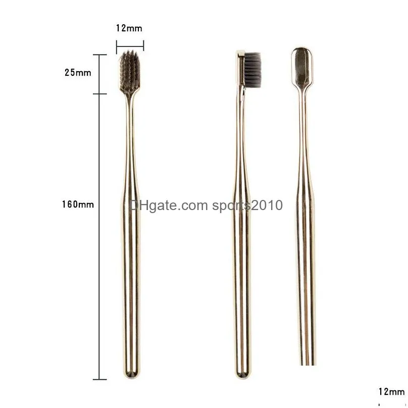 Toothbrush Holders 5Pcs Lot Adt Golden Handle Toothbrush Fashion Soft Bristles Disposable For El Gift 275V Drop Delivery Home Garden B Dh7W4