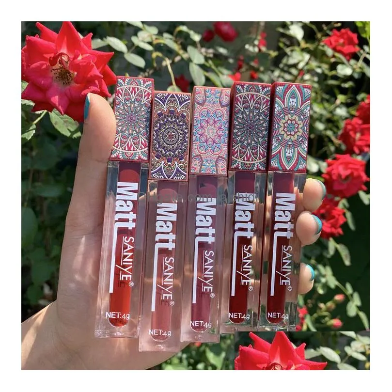 waterproof matte nude lip gloss brown nude pigment dark red long lasting velvet liquid lipstick women makeup lips glaze