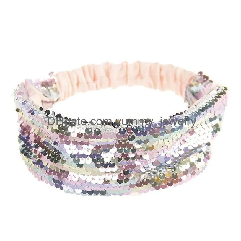 Headbands 10 Colors Sequins Mermaid Headbands For Women Luxury Hairband Head Bands Female Fashion Hair Scarf Jewelry Accessories Drop Dhgd3