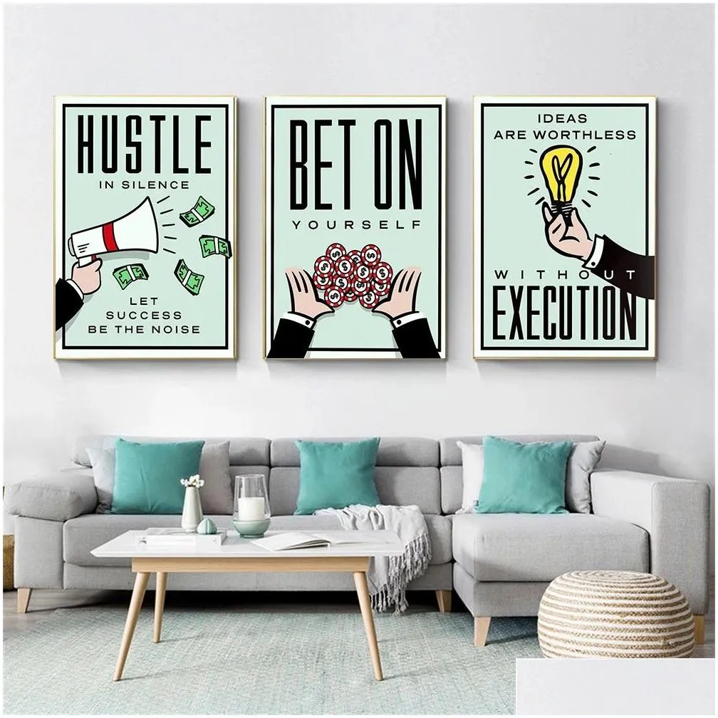 canvas painting time is money quote watercolor paintings mural inspirational take the risk or hustle in silence posters room wall art prints home decor