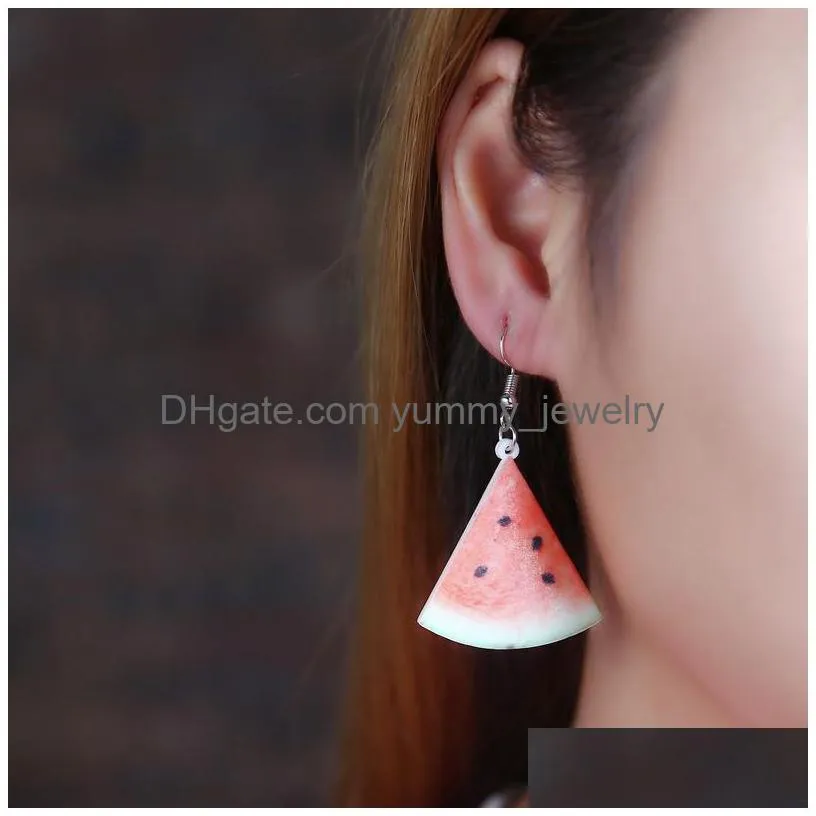 Dangle & Chandelier Korean Cute Fruit Drop Earrings Individuality Stberry Pineapple Watermelon  Orange Pitaya Shape Dangle Ear Ri Dhchx