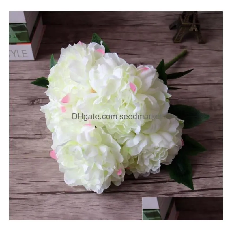 artificial peony silk flower wholesale artificial flowers one bouquet five flower heads six colors for choose