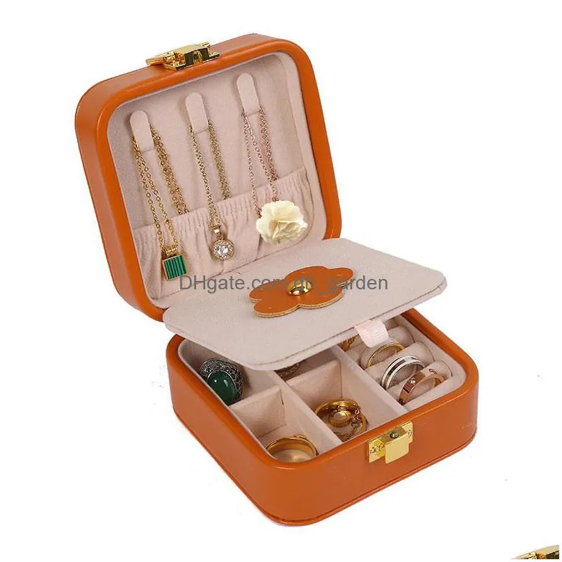Jewelry Boxes Travel Jewelry Box Pu Leather Storage Case Portable Jewellery Display Boxes For Earrings Necklace Ring Drop Delivery Jew Dhcnx