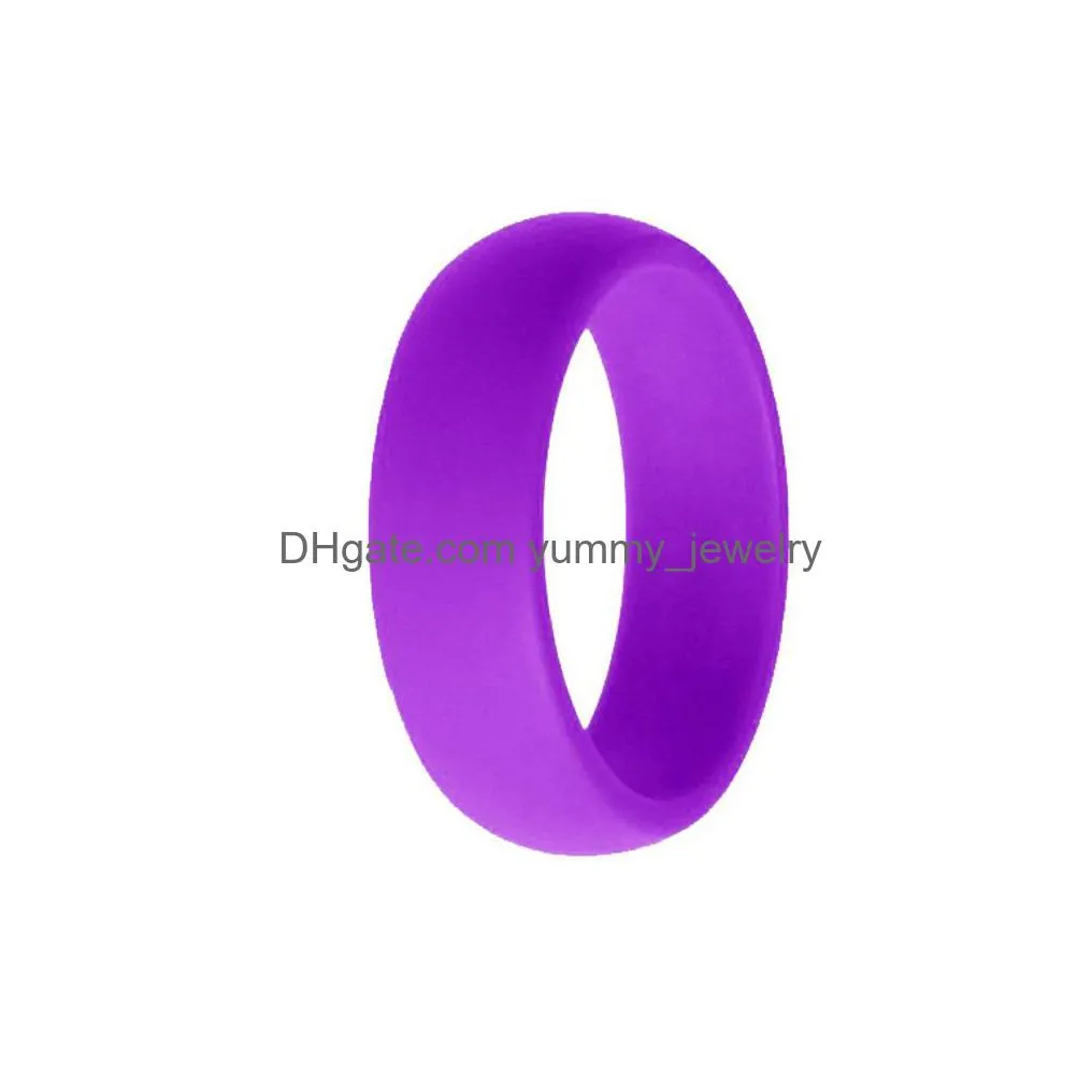 Band Rings 10Pcs/Set Womens Sile Wedding Rings Hypoallergenic O-Ring Band Comfortable Lightweigh Ring For Men Couple Design Jewelry Gi Dh9E5