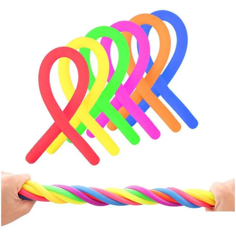 Action & Toy Figures Fidget Toys Soft Rubber Tpr Noodle Elastic Rope Toy Decompression Sensory Reliever Pl Ropes Anxiety Relief Funny Dhbj3