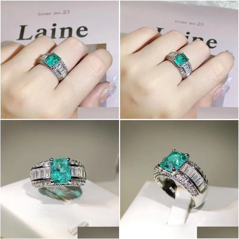 Wedding Rings Choucong Brand Wedding Rings Luxury Jewelry 925 Sterling Sier Fill Radiant Cut Emerald Cz Diamond Gemstones Party Women Dhorq