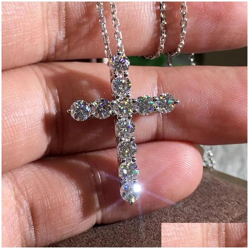 Pendant Necklaces 3A Grade Zircon Micro Inlaid Pendant Exquisite Plated Environmental Cross Necklace Drop Delivery Jewelry Necklaces P Dhtv5