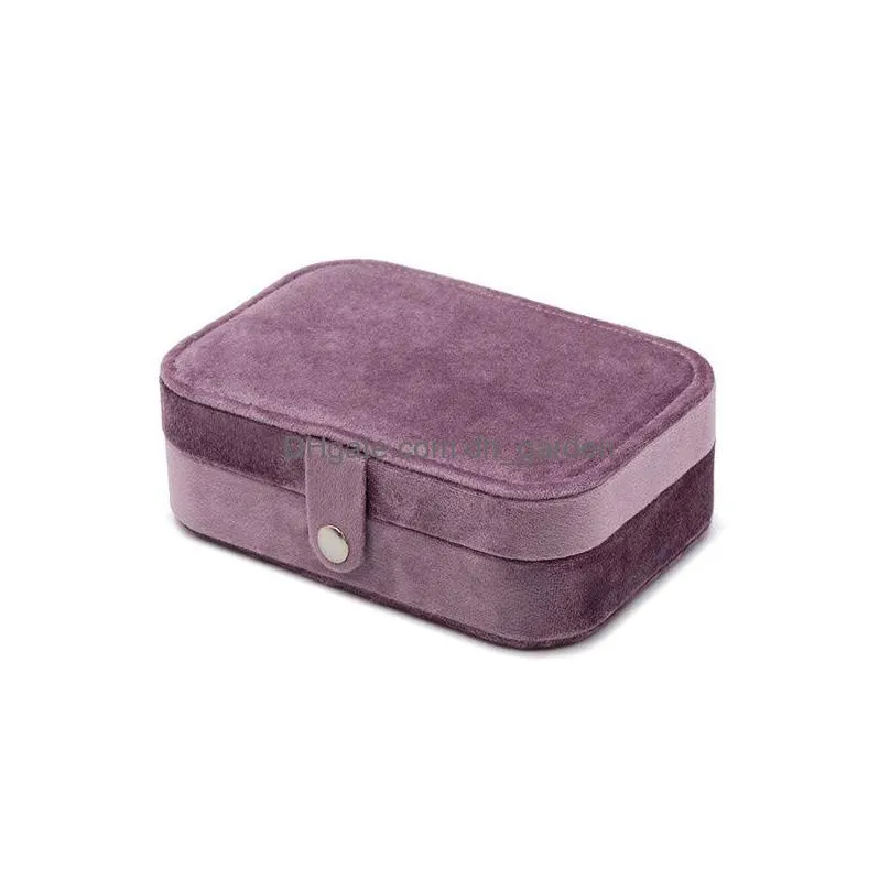 Jewelry Boxes Veet Jewelry Box Portable Travel Holder Women Gift Case Double Layer Display Organizer Drop Delivery Jewelry Jewelry Pac Dhifq