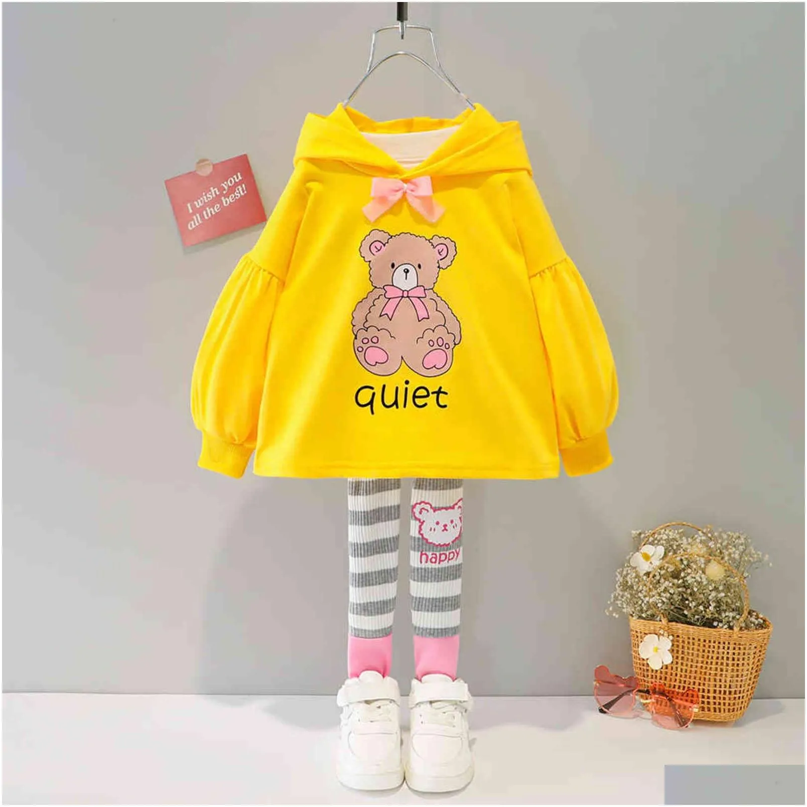 Clothing Sets Girls Clothes Babi Autumn Spring Fashion Style Cotton Material Baby Clothing 3 Years Old 2 Children Suit 211104 Drop Del Dhrpk
