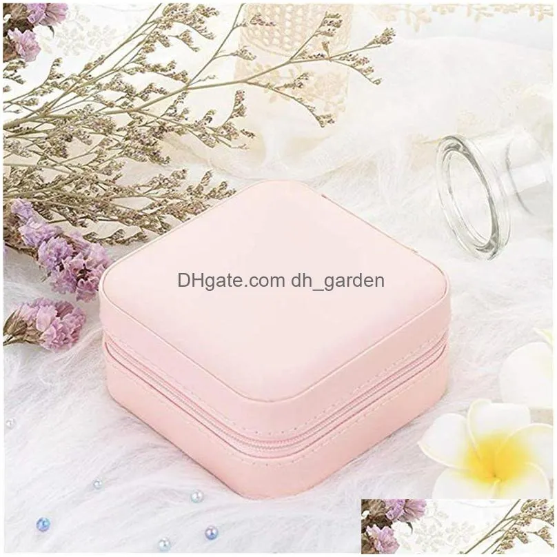 Jewelry Boxes Portable Zipper Pu Leather Travel Jewelry Storage Box Rings Earrings Necklace Organizer Gift Display Case Accessories Ho Dhdlh