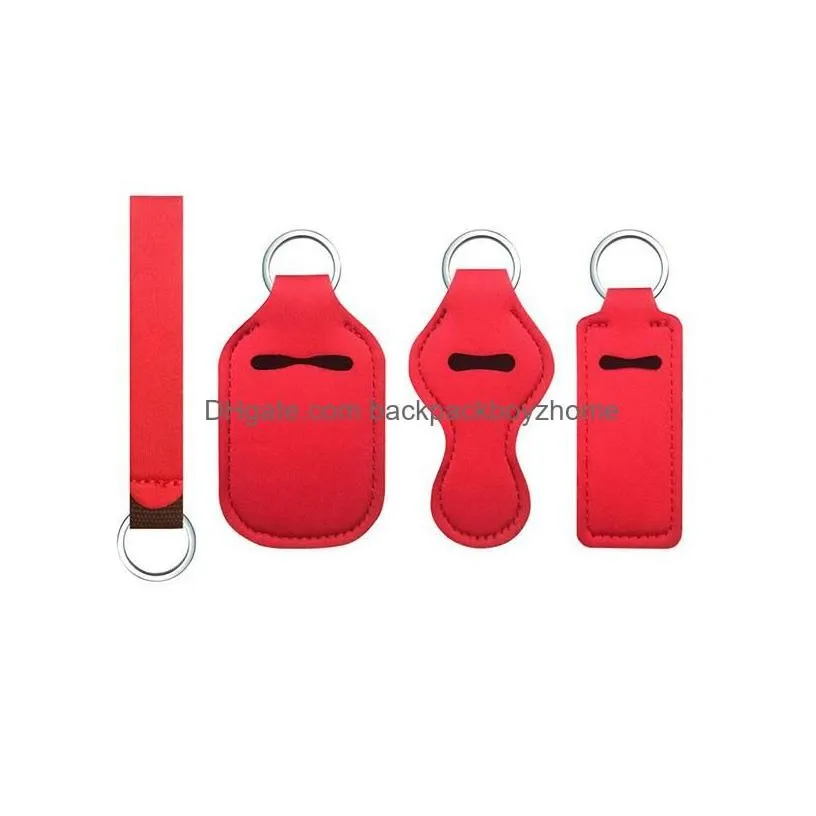 party favor candy color neoprene lipstick holder keychain pendant outdoor travel portable chapstick er key chain sleeve drop deliver