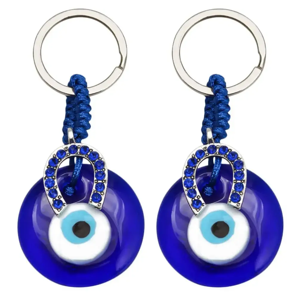 3ml key chain blue crystal butterfly and glass evil eye beads purse charm key chain keyring for women