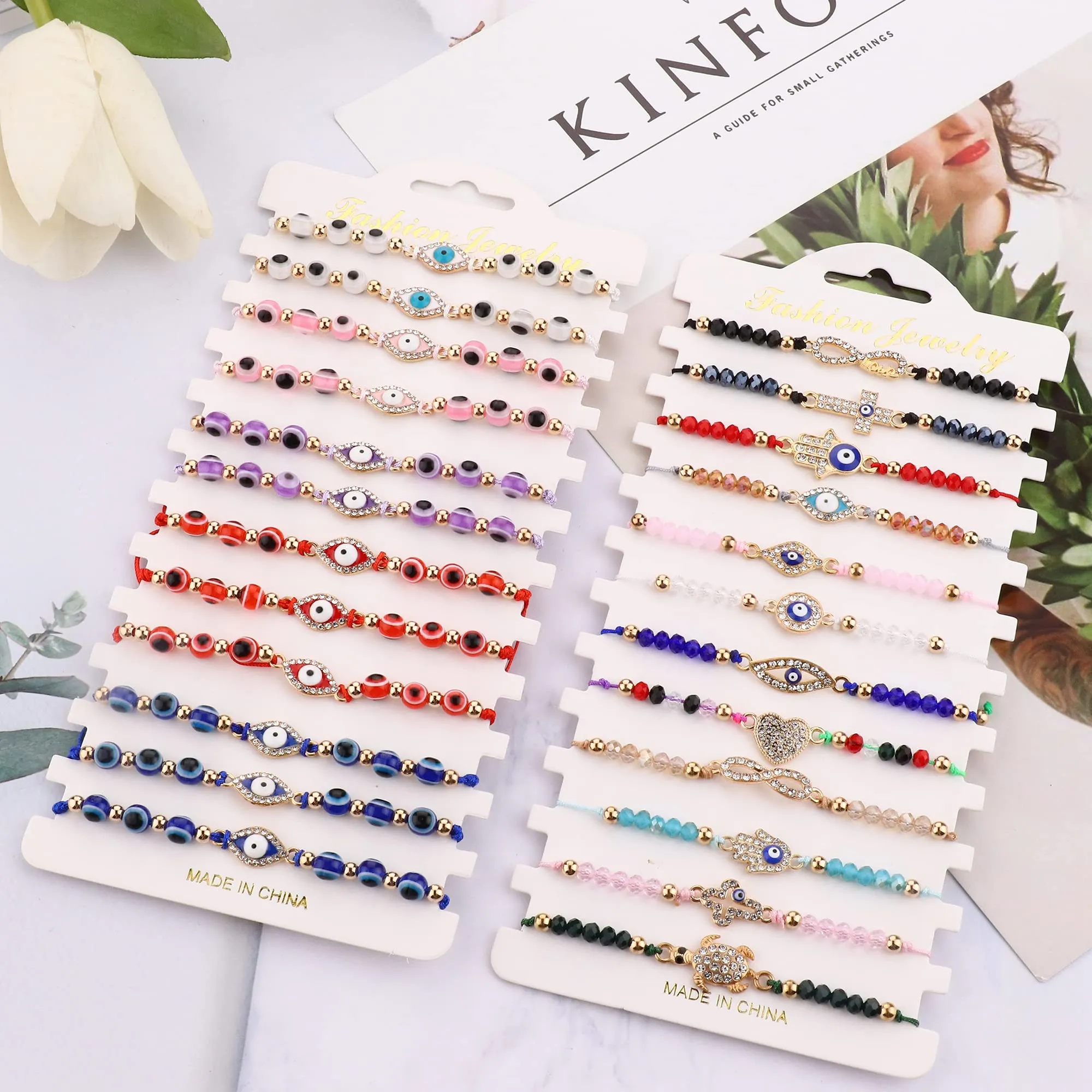 finrezio evil eye bracelet for women colorful bead braided rope bracelet adjustable mal de ojo bracelets lucky link anklet protection bracelet jewelry