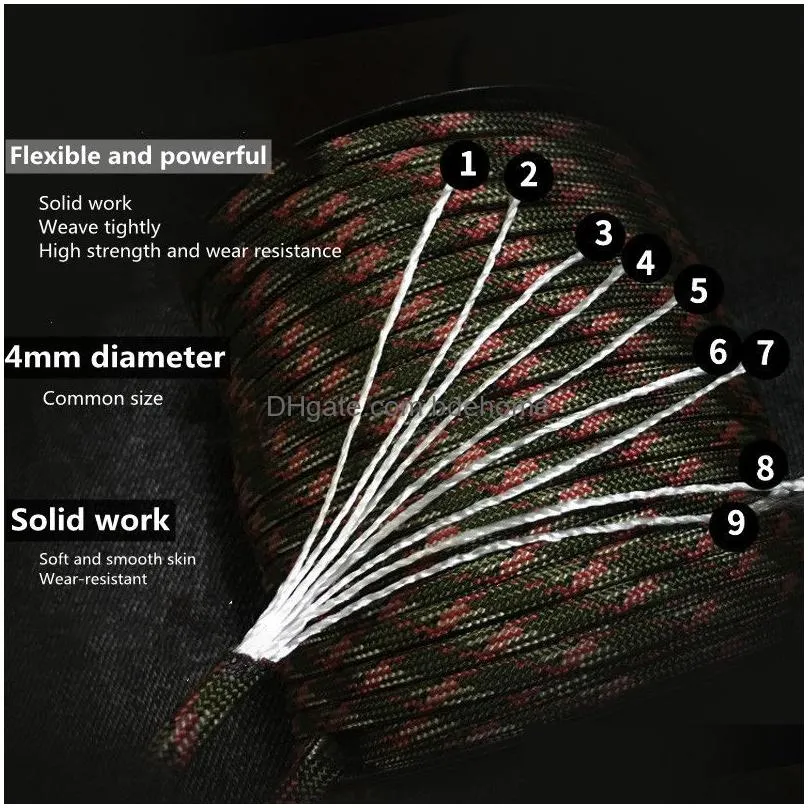 DHgate.com:50M 650 Military Umbrella Rope, 9-Strand 4mm Tactical ...