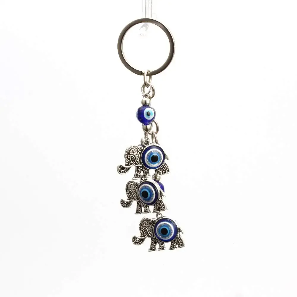 3ml creative evil eye keychain elephant hanging decor handcraft key holder good luck keychain devil blue eyes car pendant bag pendant