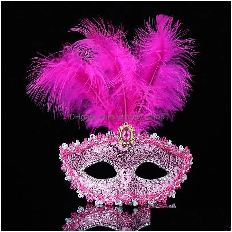 fashion women sexy feather mask christmas hallowmas eye mask venetian masquerade dance party holiday masks with feathers beads dbc