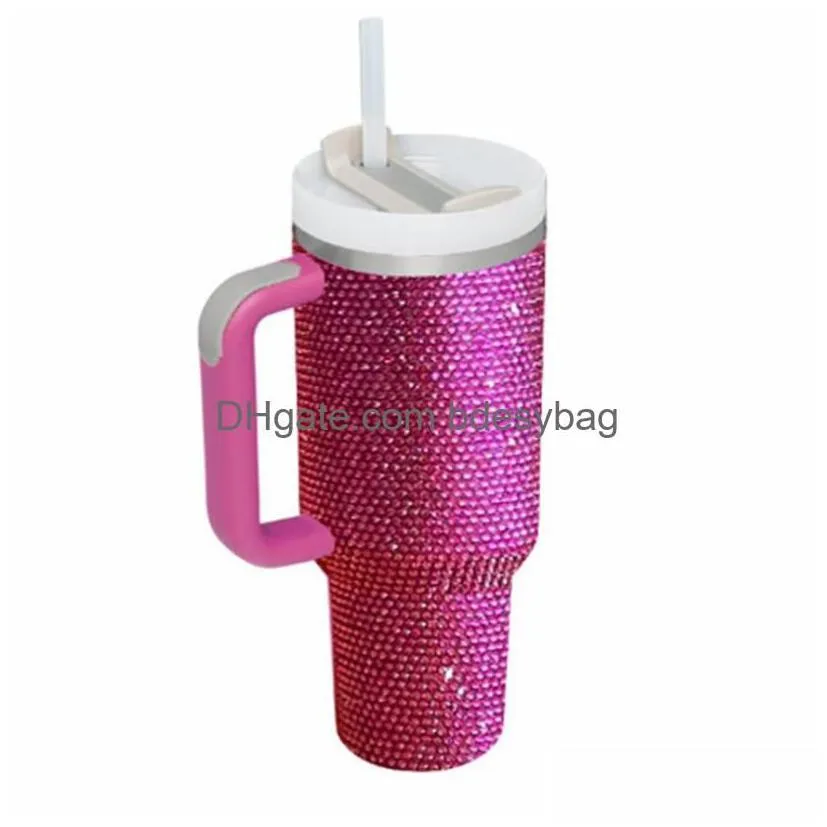 commuter travel mugs new 10pcs 40oz shiny rhinestone mug tumbler with handle insated lids st stainless steel coffee termos cup witho