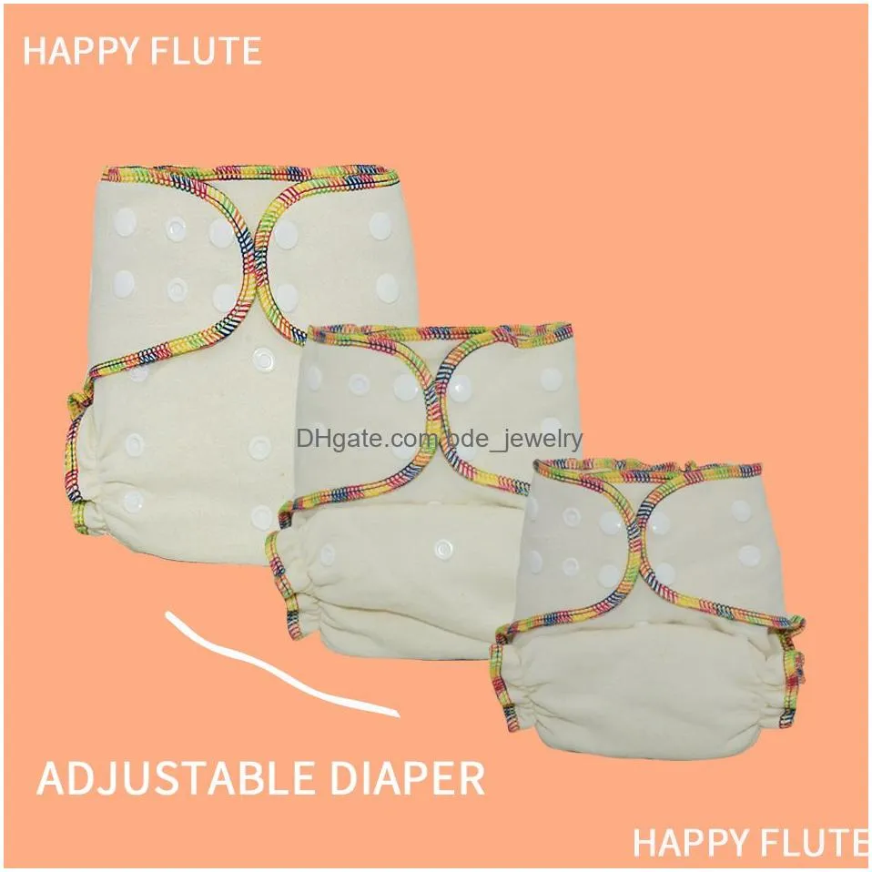 happyflute os hybrid fitted cloth diaper washable eco-friendly baby diapesr ecological adjust high absorbency for 5-15kg baby 210312