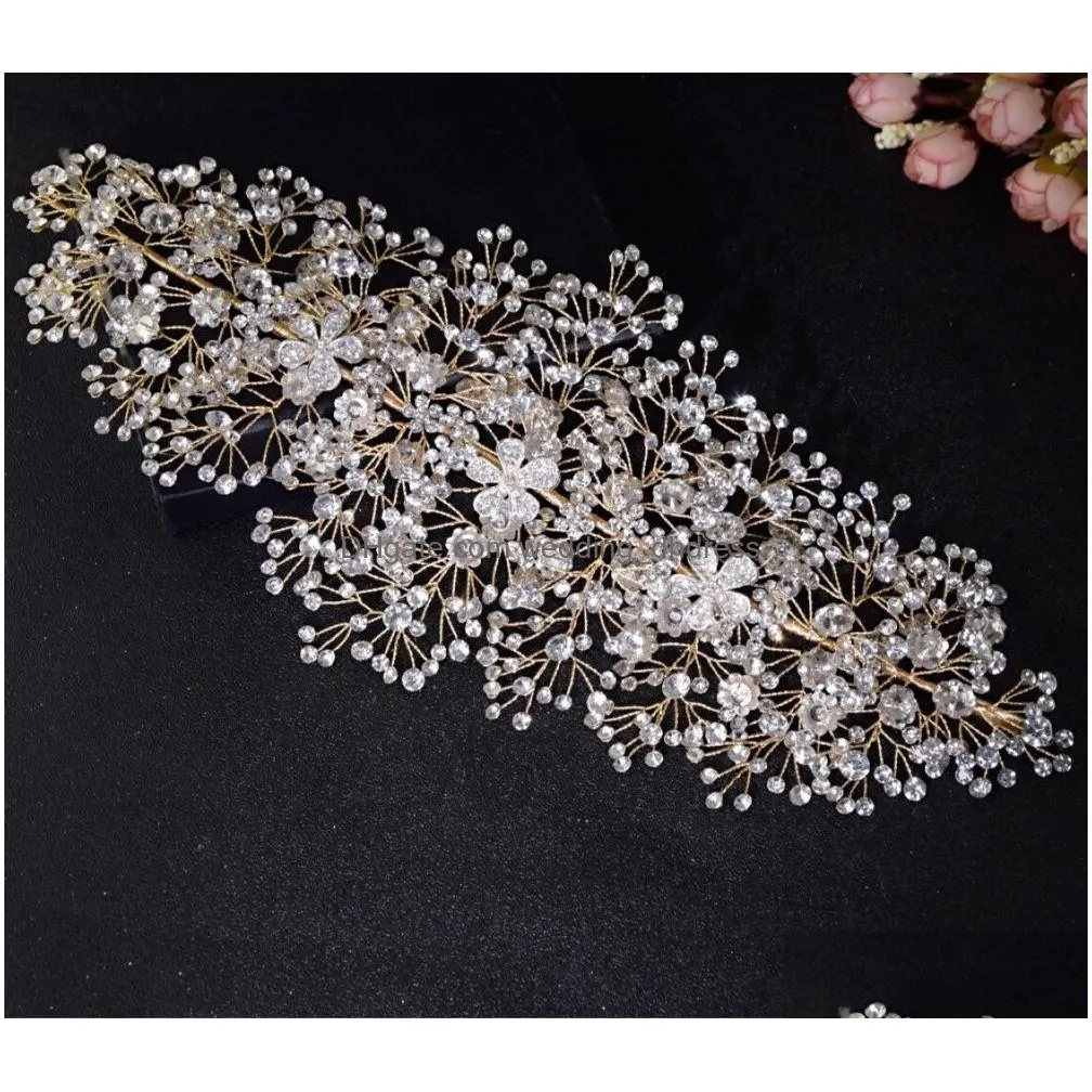 luxury clear crystal bridal tiara handmade wedding hair jewelry headband accessories headpiece women crowns pageant t191031