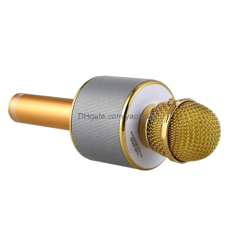 1pcs ws 858 protable wireless microphone professional condenser karaoke mic bluetooth stand radio mikrofon studio recording studio