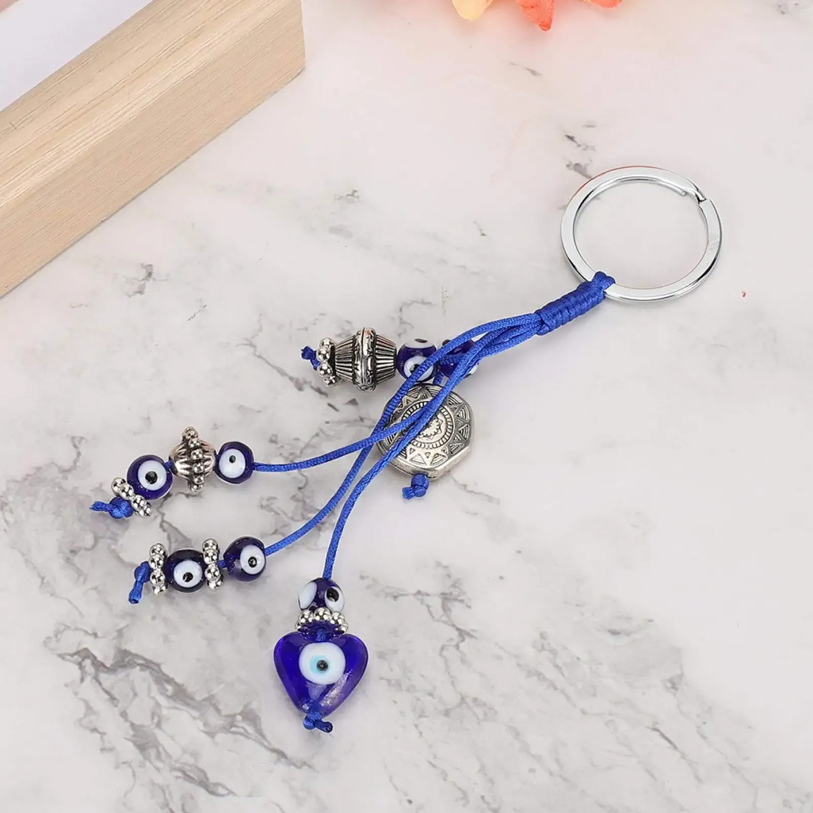 3ml blue evil eye keychain turkish amulet charm pendant lucky charm ion tassel hanger fashion jewelry car accessories gift