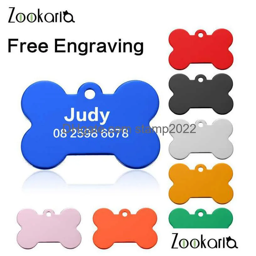 colorful anti-lost dog id tags customized dog collar name plate personalized pet collar for dogs engraved pet puppy tag supplies