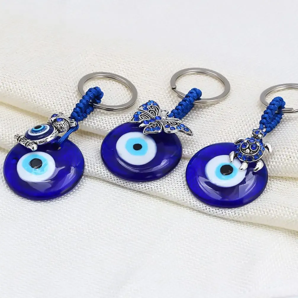 3ml evil eye keychain evil eyes keychain blue eyes key chain good luck key ring gifts for car keys bag butterfly