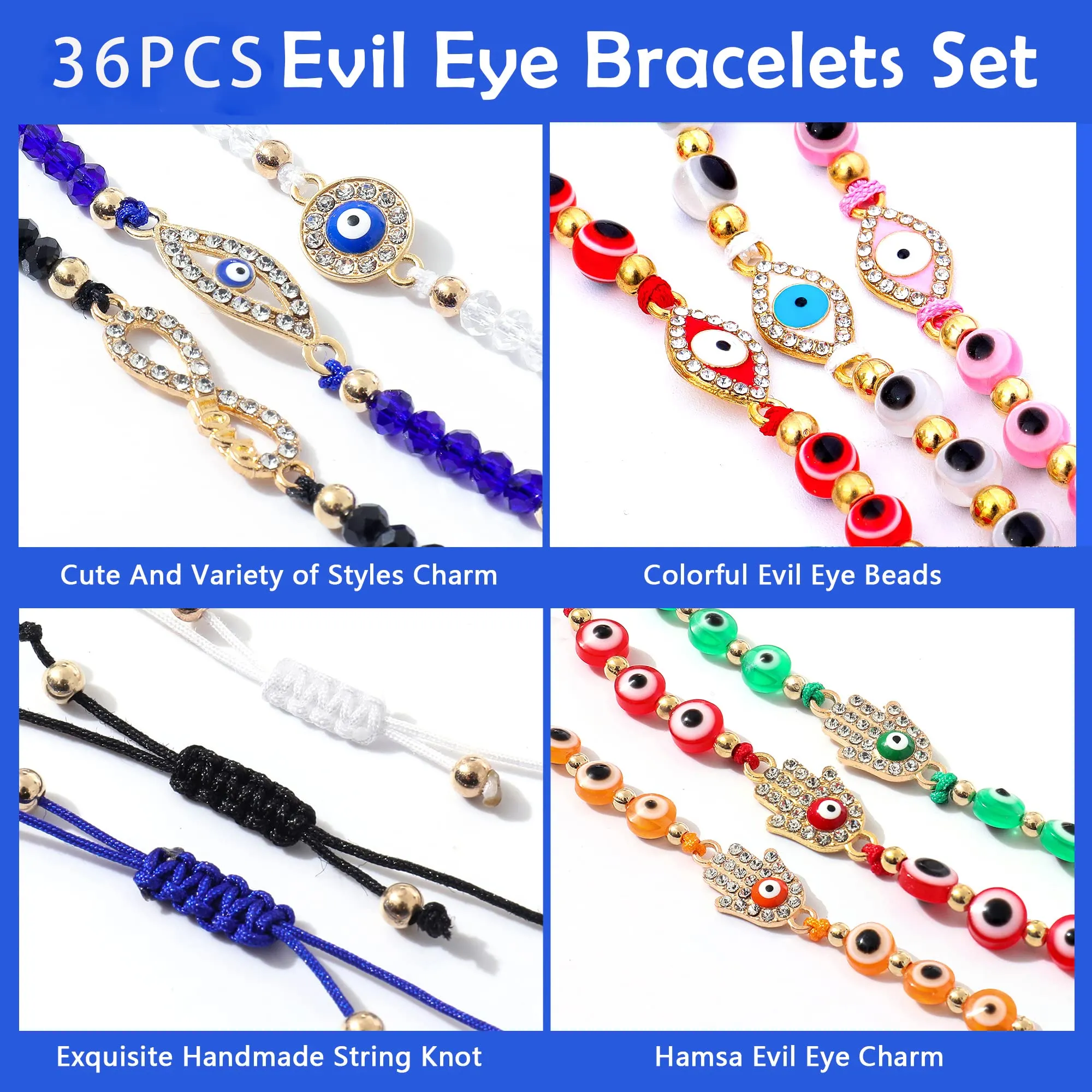 36/ evil eye bracelets pack mexican braclets set ojo bracelet protection amulet anklets jewelry gift for women girls boys