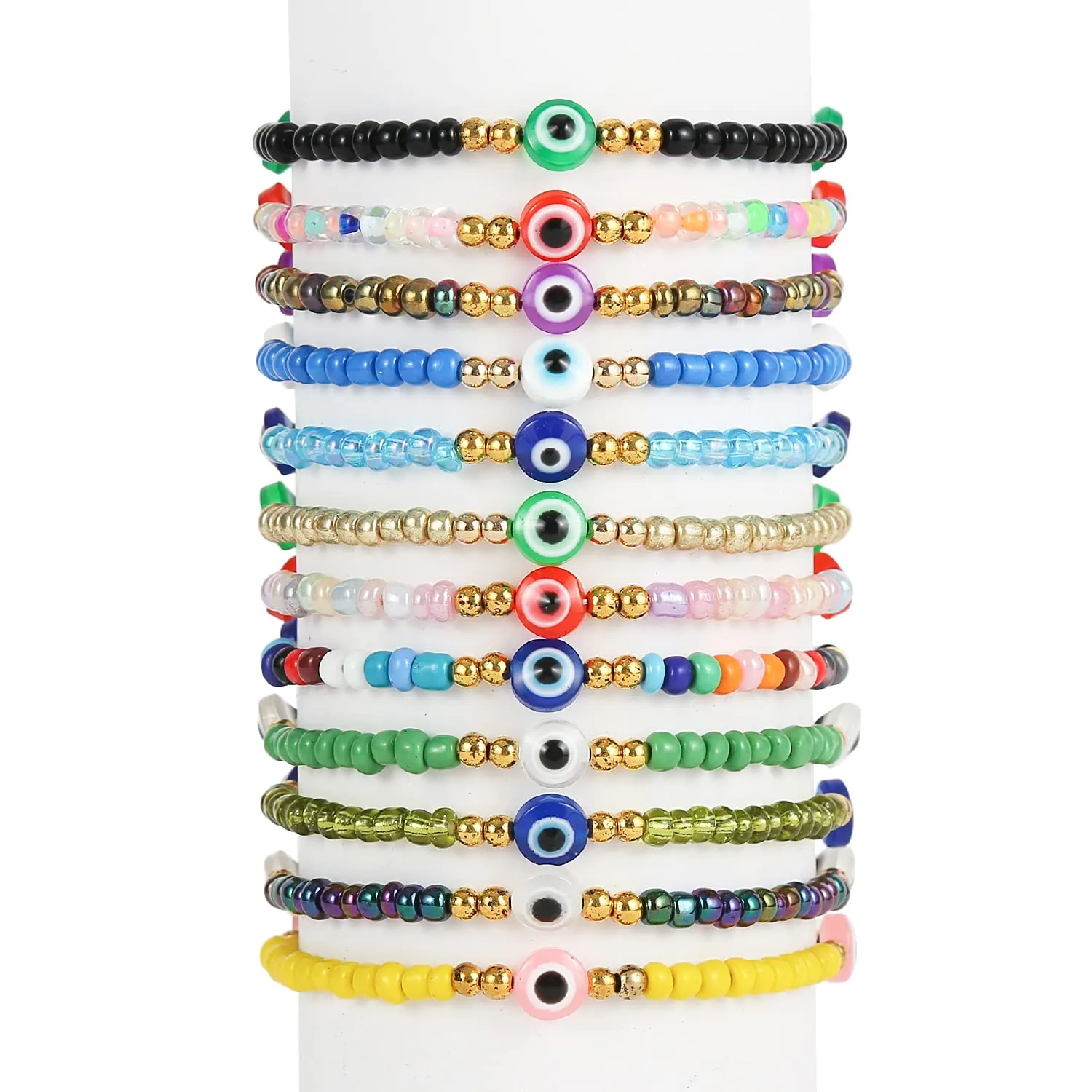 12/ beaded evil eye bracelet for women handmade elastic protection bracelet good luck nazar amulet bangle lucky turkish religious symbol jewelry