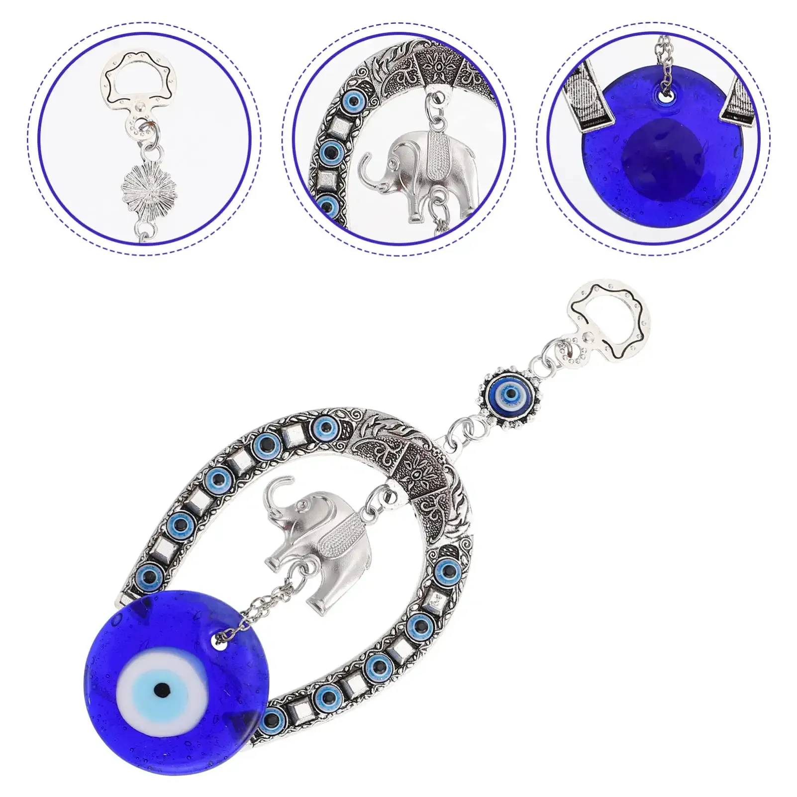 3ml turkish evil eye blue evil eye amulet pendant evil eye protection charm with elephant good luck blessing decoration for car key chain purse backpack