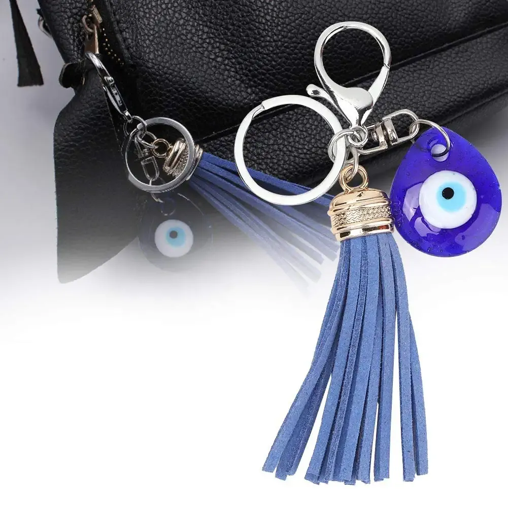 3ml turkish blue evil eye keychain home decoration amulets unique keychains lucky key loop pendant blessing gift