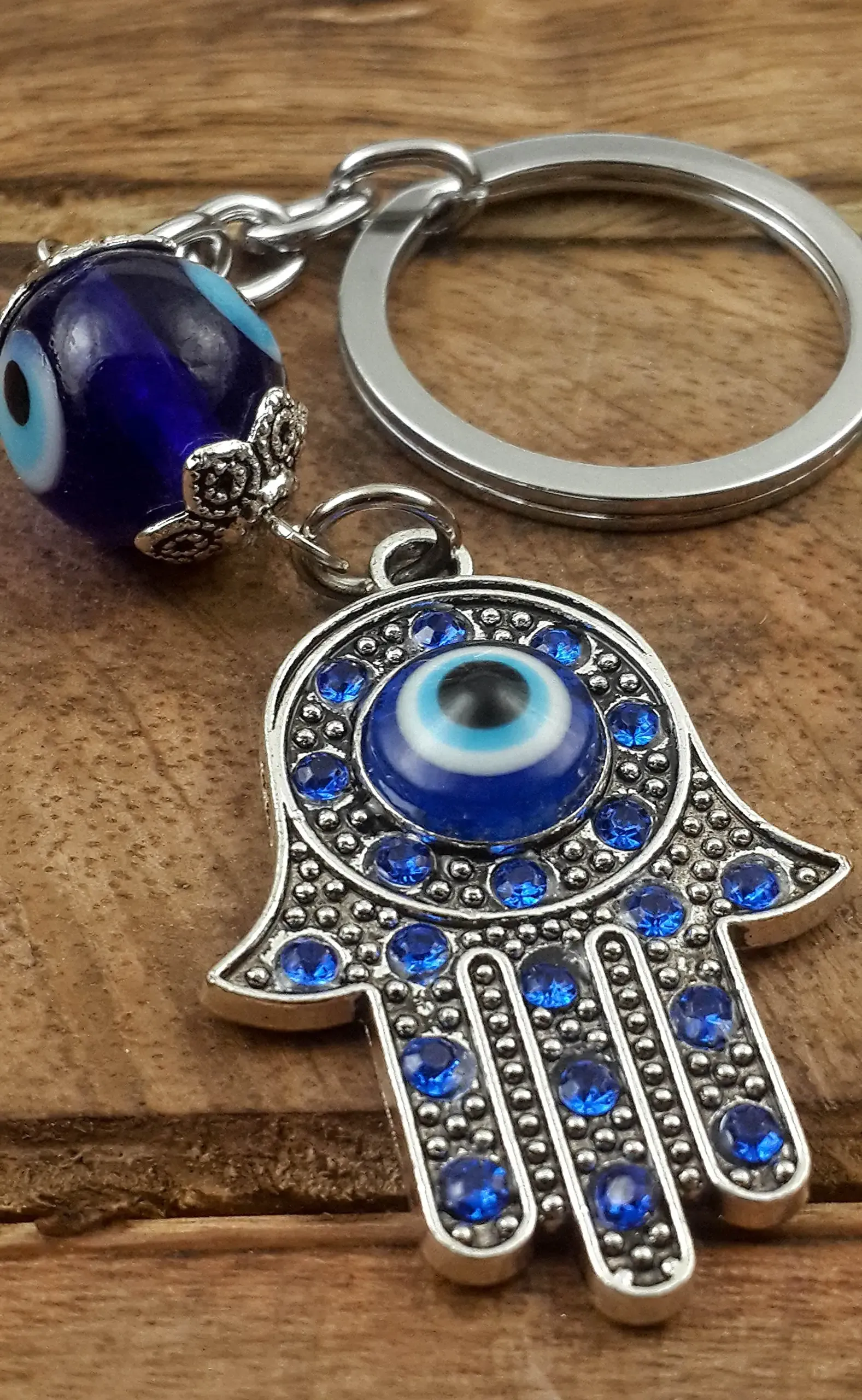 3ml evil eye silver hamsa keychain hand fatima protection charm key holder good luck keychain amulet