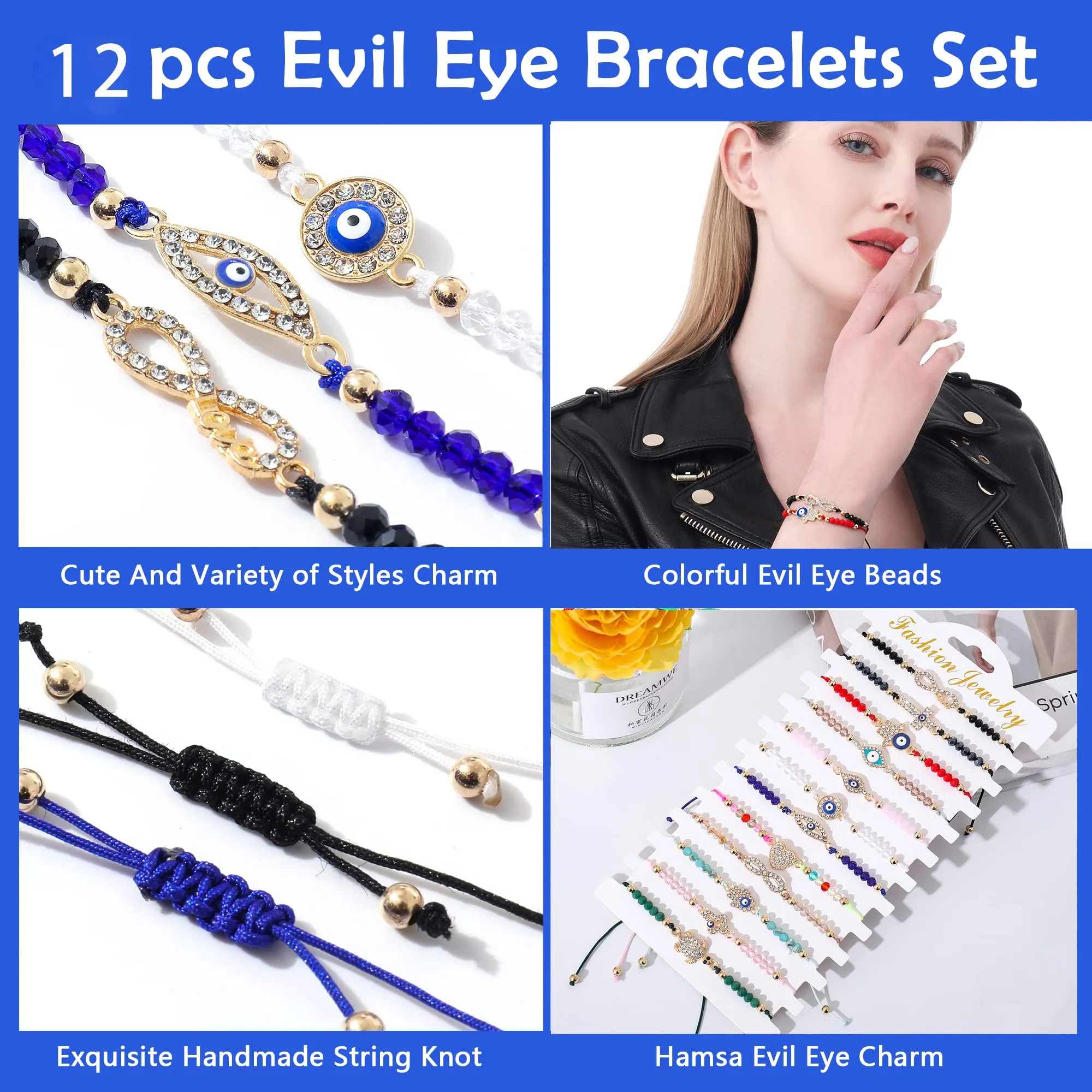 24/ evil eye bracelets pack for women girls boys mexican braclets set protection amulet anklets jewelry gift