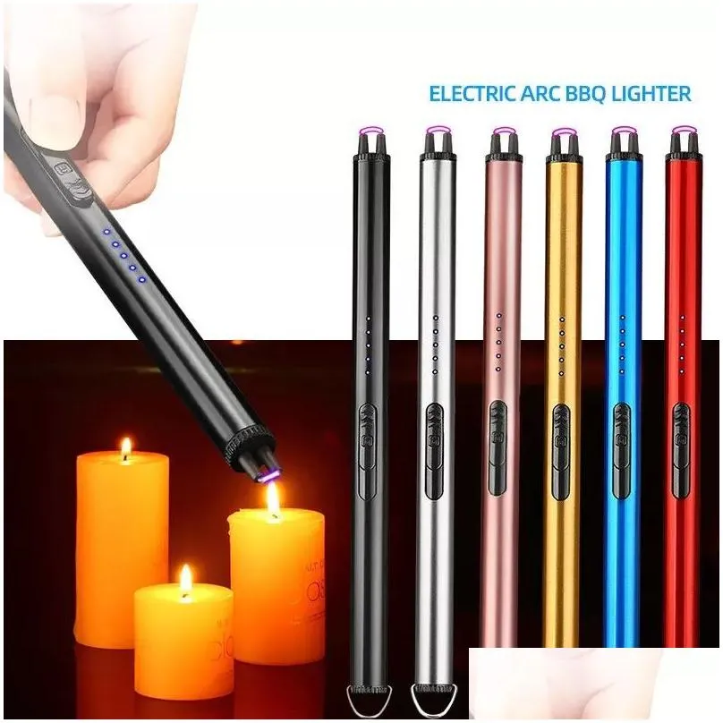 electric rechargeable long kitchen lighter for stove windproof led plasma arc flameless candle unusual lighters outdoor inventory dd