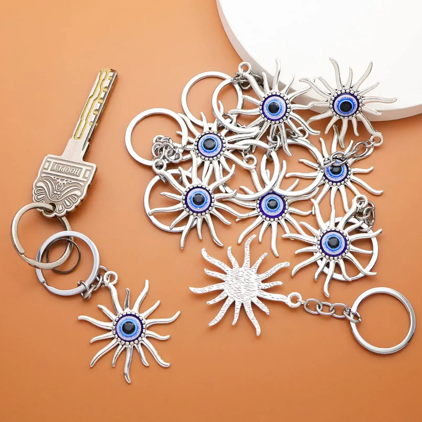 3ml blue evil eye keychain for women cute car keyrings handbag charms good luck amulet key chain gift for girls