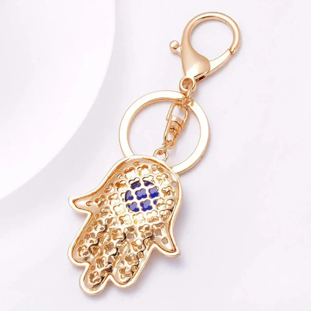 3ml blue evil eye hamsa hand keychain crystal keychain charm purse pendant handbag bag decoration holiday gold