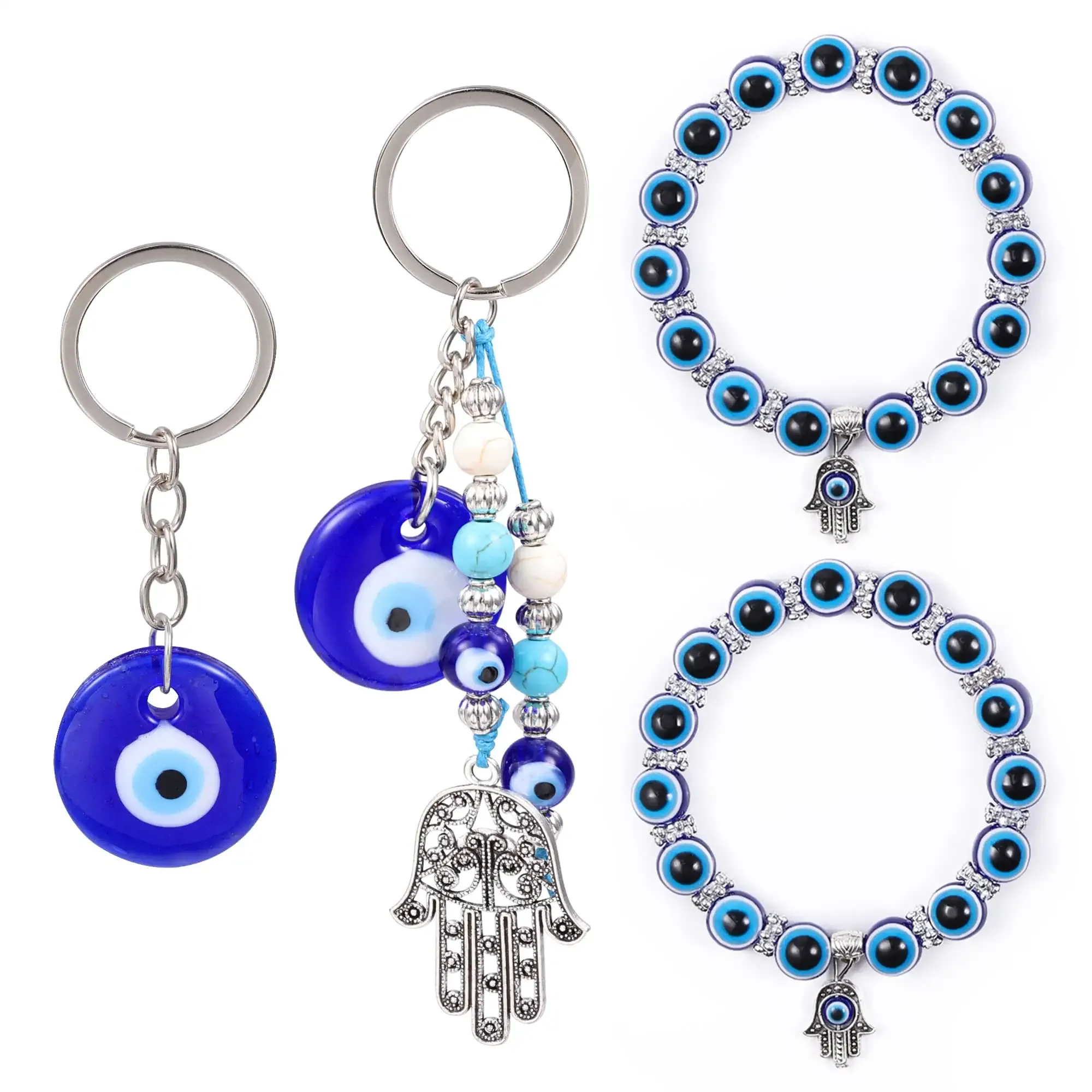 3ml blue evil eye keychain elephant blue eye turkish amulet nazar bead keyring good luck blessing charm for home car bag purse decoration