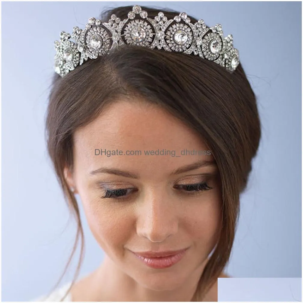 Headpieces Western Style Bridal Crown Headband Gorgeous Crystal Bride Headpiece Hair Accessories Wedding Tiaras Jewelry Party Gift D Dh6C5