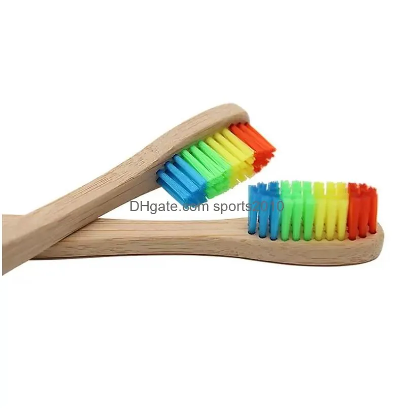 Disposable Toothbrushes Natural Bamboo Toothbrush Wholesale Environment Wooden Rainbow Oral Care Soft Bristle Disposable Toothbrushes Dhyra
