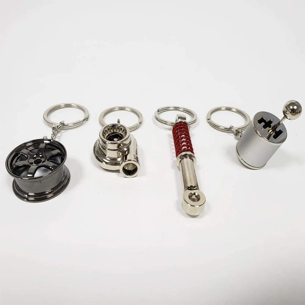 3ml turbo auto keychain piston connecting rod alloy short quick shifter key chain ring charming auto rainbow metal pendant keyring keyfob neon 4