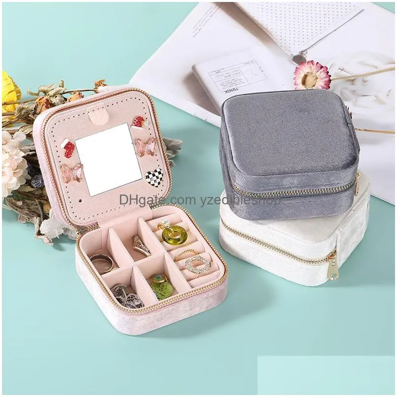 jewelry box velvet storage case portable travel jewelry holder women gift cases earring display organizer boxes