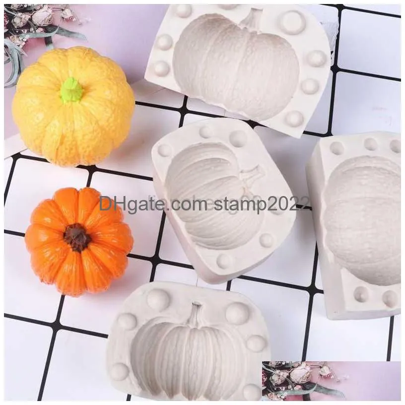 decorative objects figurines halloween pumpkin shape diy candles mould aromatherapy plaster candle 3d silicone mold hand-made aroma wax soap candles mold