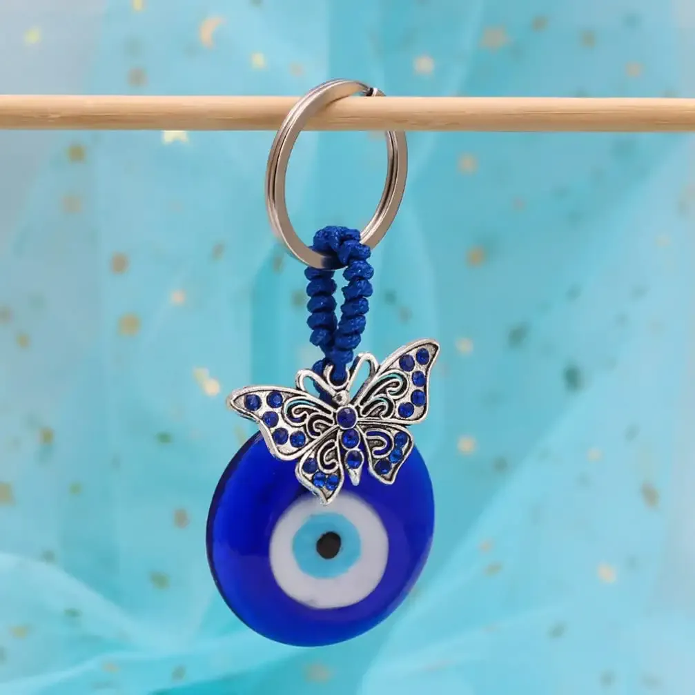 3ml evil eye keychain evil eyes keychain blue eyes key chain good luck key ring gifts for car keys bag butterfly