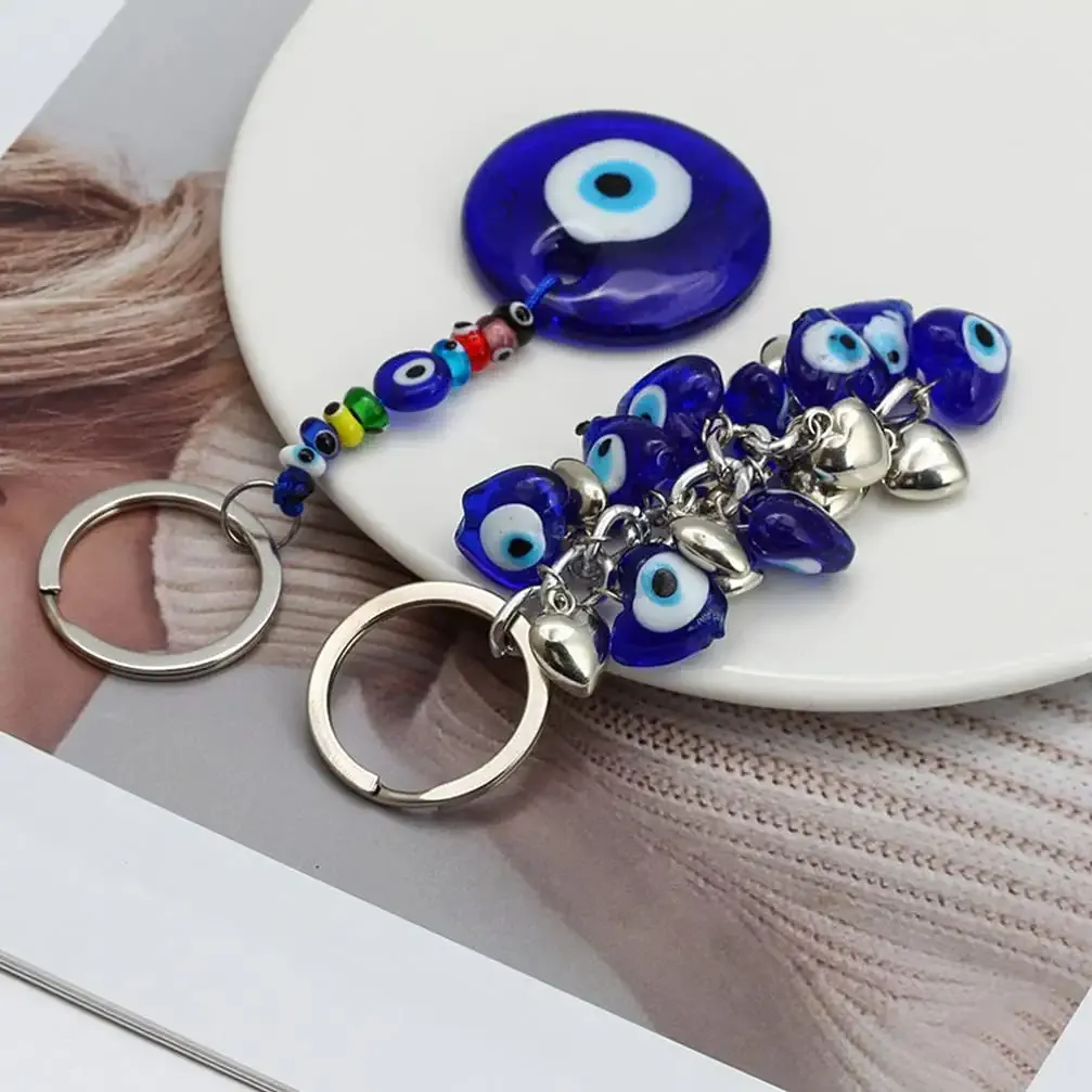 3ml turkish evil eye keychain blue glass evil eye purse pendant keyring evil eye lucky car hanging ornament