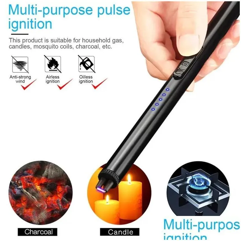 360 degree hose arc pulse ignition gun candle gas stove long igniter lighter safe electric rechargeable usb kitchen lighter