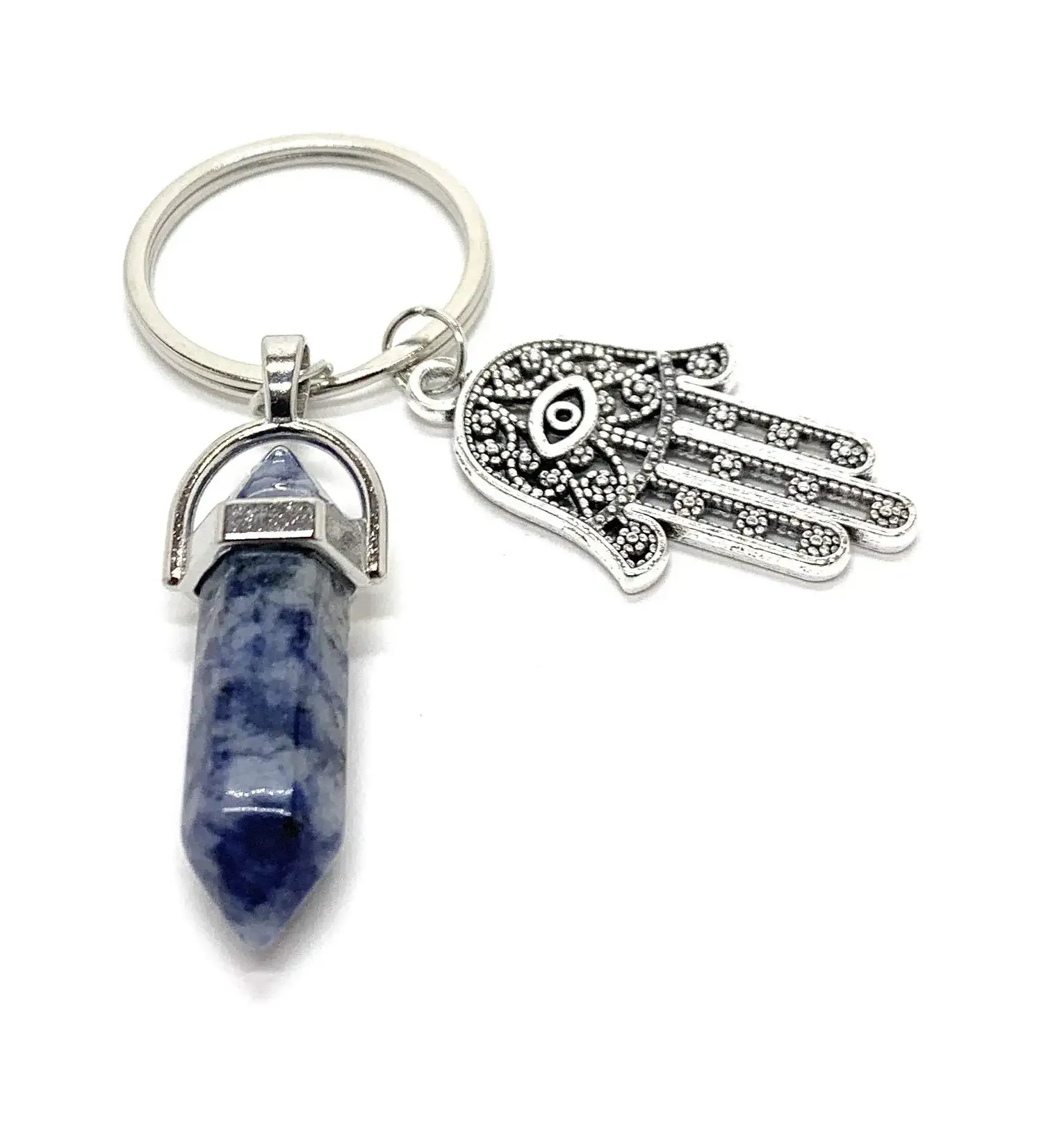 3ml hamsa hand keychain evil eye silver keychain fatima protection charms blue good luck key holder for attaching to keys and bags