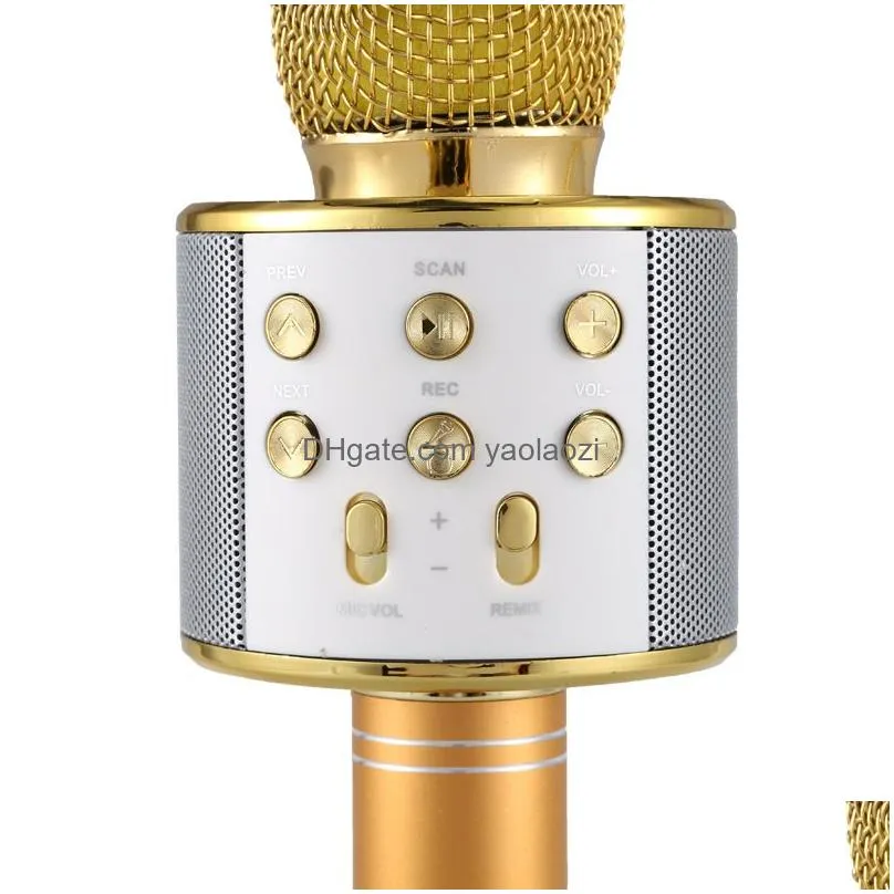 1pcs ws 858 protable wireless microphone professional condenser karaoke mic bluetooth stand radio mikrofon studio recording studio