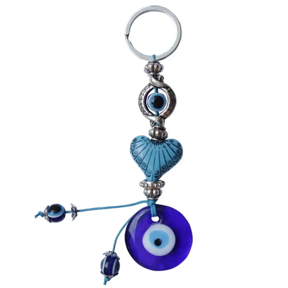 3ml lucky blue horseshoe hanging ornament w/crystal evil eye and bead tassel protection blessing strength power home/office decoration car ornaments for rear view mirror